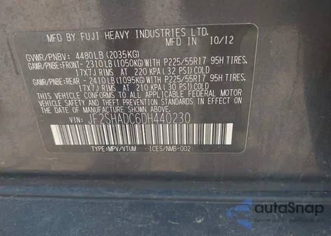 2013 Subaru Forester 2.5X Premium из США, поврежденный, VIN JF2SHADC6DH440230